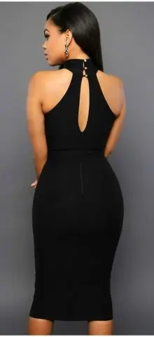 Women Black Peephole Cheap Evening Dresses
