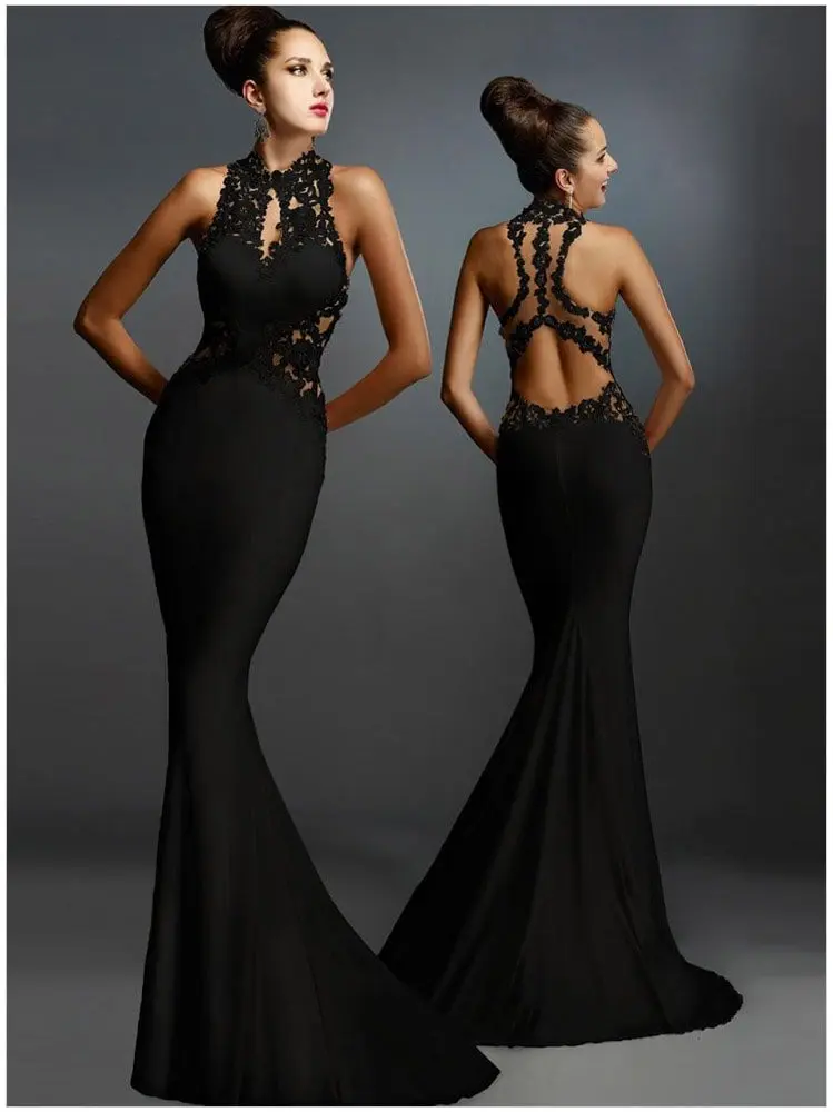 Best Sleeveless Mermaid Formal Long Black Dress Online