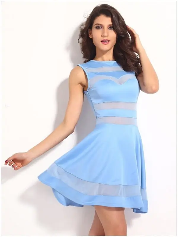 Cheap Mesh Blue Short Sexy Night Out Dresses Online