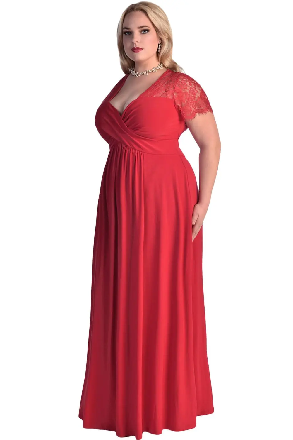  Women  Ruched Twist High Waist Red Plus  Size  Gala Dresses  