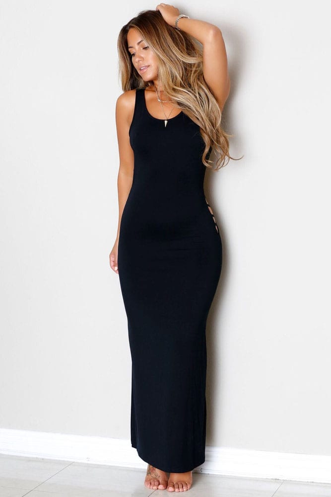 Buy black tight dress long - In stock