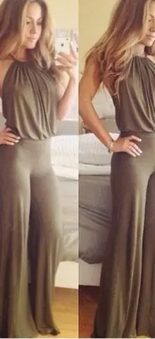 Women Contton Sexy Backless Halter wide leg Jumpsuits
