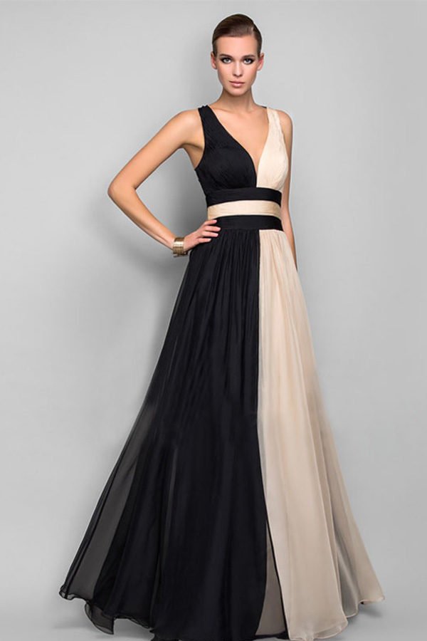 Hualong Elegant Black And White Evening Party Gowns