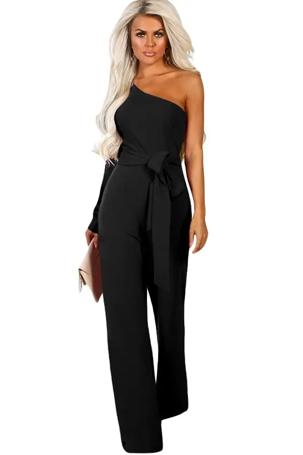 Hualong Sexy One Shoulder Wide Leg Peplum Jumpsuit - Online Store for ...