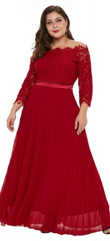 plus size off the shoulder red dress