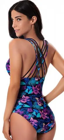Hualong Sexy Floral Printed Bandeau Halter One Piece Swimsuits