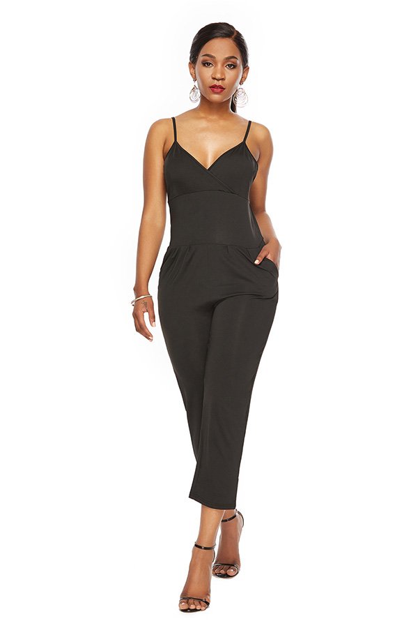 Plus Size Bridal Jumpsuits with sleeveless and strap design