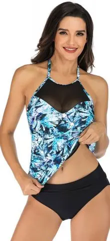 Hualong Sexy Sleeveless Halter Floral Two Piece Swimwear