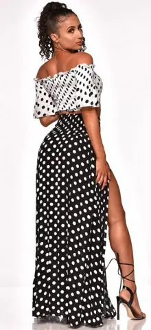 Hualong Sexy Beach Polka Dots Off Shoulder Top With Skirt