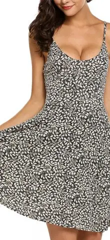 Hualong Sexy Beach Floral Flared Strappy Summer Dresses